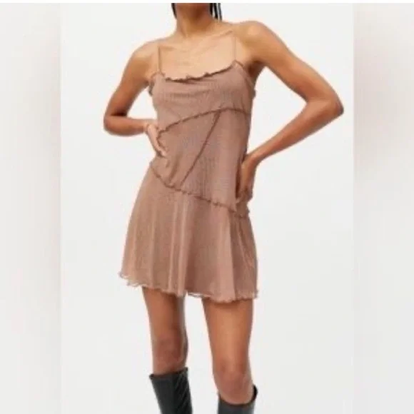 Festival abstract Y2K Mesh slip dress UO small raw hem Ruffle Dress *2 for 20* - Picture 11 of 14